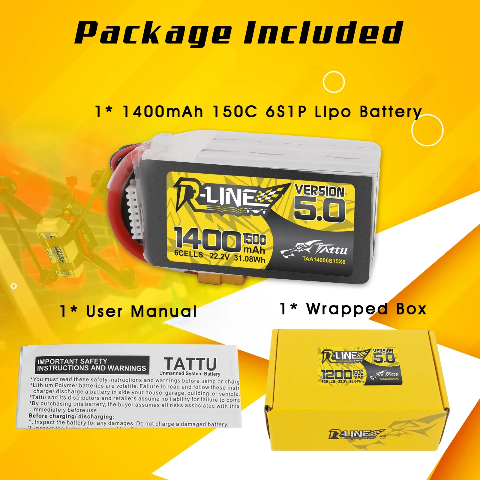Tattu R-Line 1200mAh 1400mAh 6 - Drone Battery 6S incelemesi ve fiyatı