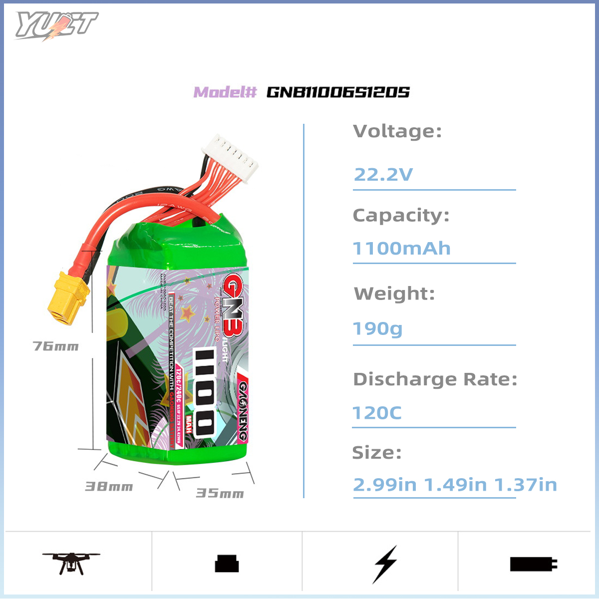 YUCT GNB 6S LiPo Battery 22.2V - Drone Battery 4S incelemesi ve fiyatı