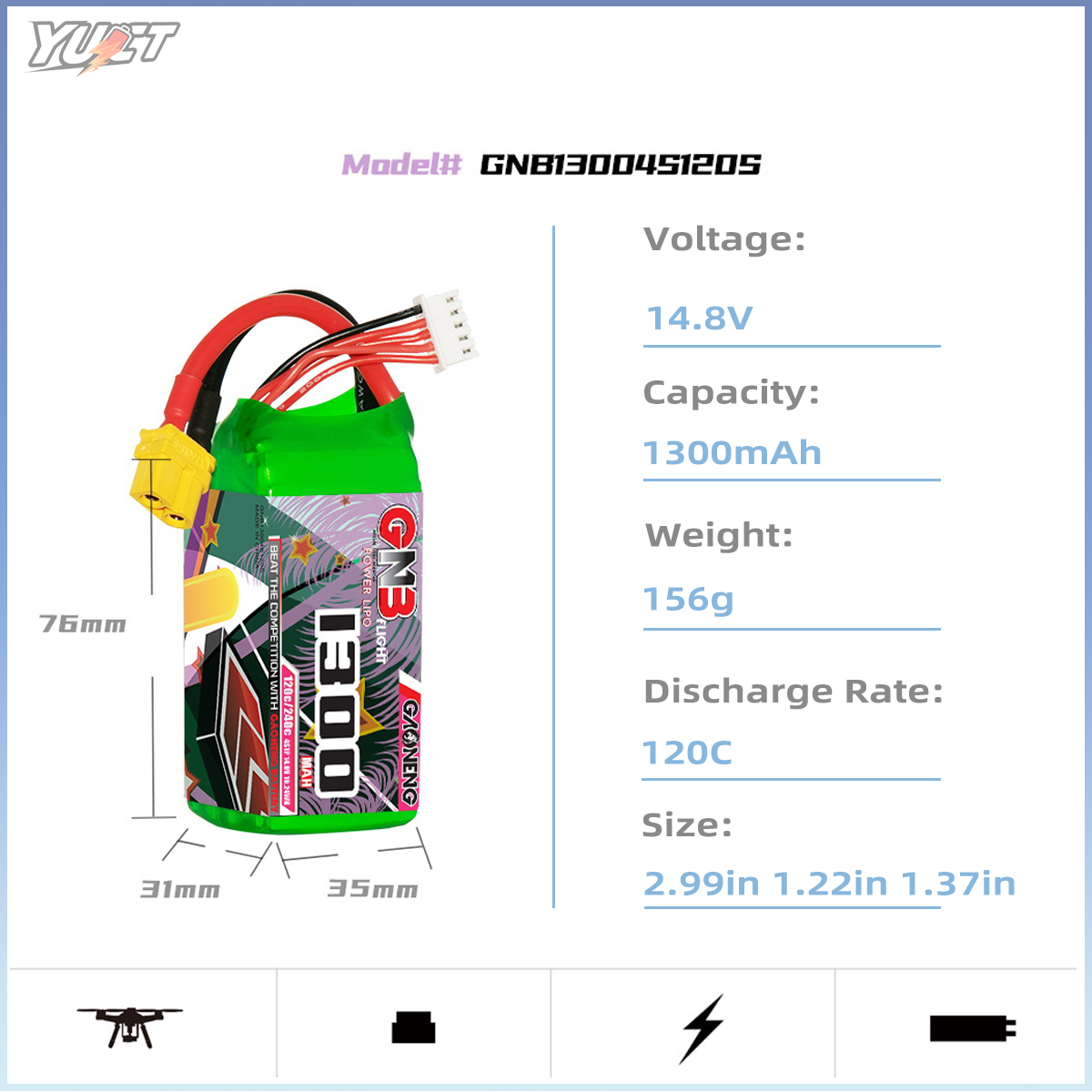 YUCT GNB 6S LiPo Battery 22.2V - Drone Battery 4S incelemesi ve fiyatı