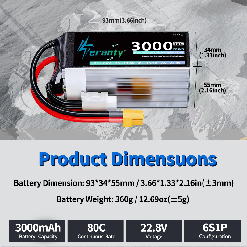 TERANTY 6S 22.8V 3000mAh 80C/1 - Drone Battery 4S incelemesi ve fiyatı